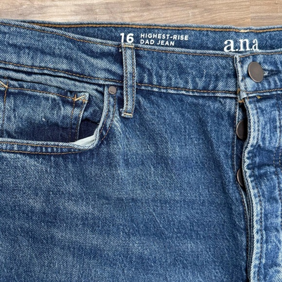 NWT ANA Highest Rise Dad Jeans Womens 16 Straight Leg Button Fly a.n.a - Picture 5 of 11